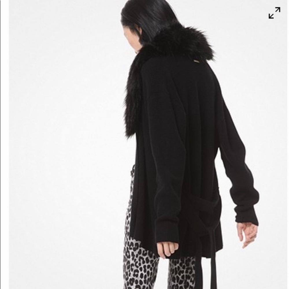 Michael Kors Women’s Faux Fur Cardigan Black, NWT - Picture 2 of 13